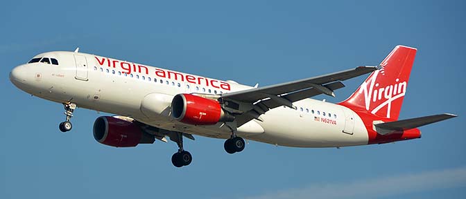 Virgin America Airbus A320-214 N621VA, Los Angeles international Airport, January 19, 2015
